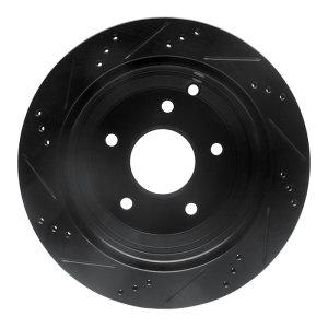 Pontiac GTO Brake Rotor (1) - Rear Right - R1 Concepts - Drilled & Slotted - Black - `05-`06